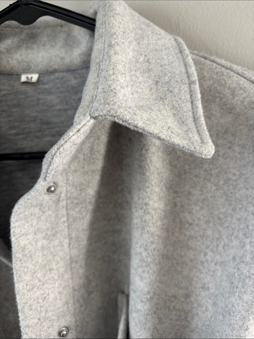 Oversized Light Gray Wool-Blend Shirt Jacket - Picture 7 of 7